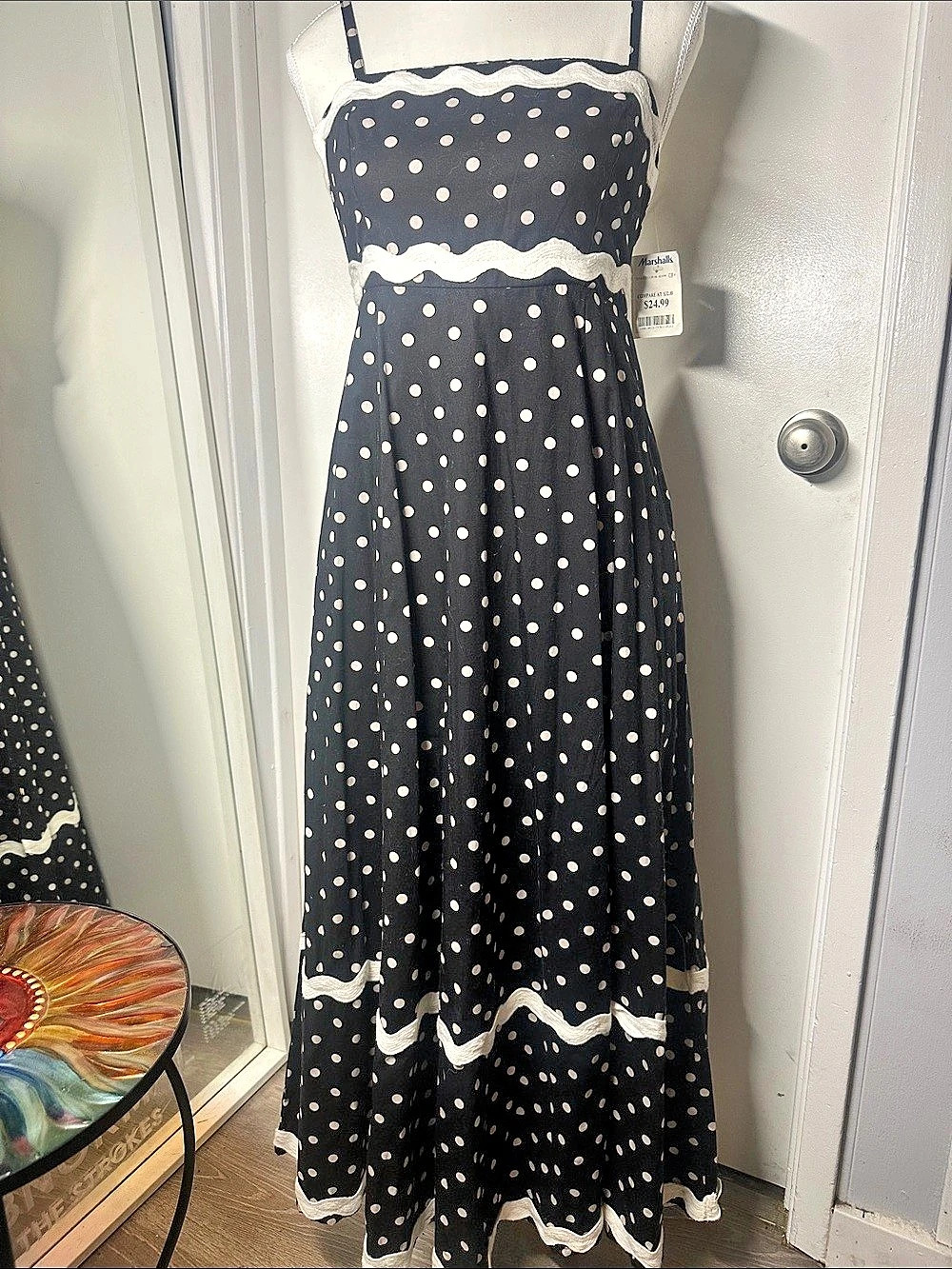 Polka Dot Maxi Dress in Black & White Size Small NWT